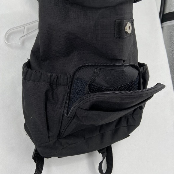 Eddie Bauer Canvas Backpack Cinch Drawstring Top Flap Closure Black - Picture 6 of 12